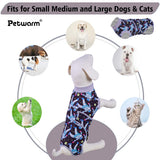 PetWarm Dog Surgical Recovery Suit, Recovery Suit for Female Male Dogs, Prevent Licking Dog Onesies, Pajamas for Dogs Spay Neuter, Hooded Pet Inner Clothes, Cosmic Pattern, Grey, S