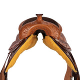 Schneiders Wyatt II Tooled All Around Saddle | Handcrafted Leather | Lightweight & Durable | Color Chestnut | Size 15