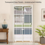 unipaws Transparent Clear Cat Safety Gate, 75"-98" Height and 35"-38" Wide Adjustable, Auto Closing and No Drilling Plus Stable 3 Support Pillars, Extra Tall for Doorway, Stairs, White