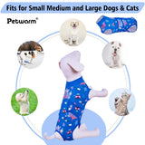 PetWarm After Surgery Onesie for Dogs, Recovery Suit for Dogs, Recovery Shirt for Dog Abdominal Wounds Bandages Cone E-Collar Alternative, Pet Surgical RecoverySuit, Underwater World Pattern, Blue, XS