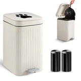 Kopuncare Dog Poop Trash Can Outside, 5L/1.3 Gal Pet Poop Bucket with Lid, Foot Pedal, Dog Waste Container with 40 Bags, Lid Soft Close for Pet, White