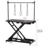 Upgraded 47” Electric Dog Grooming Table, 9"- 40" Height Adjustable Heavy Duty Electric Grooming Table with Anti Slip Tabletop, 3 Grooming Noose, for Dogs&Cats, Black