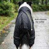 Dog Raincoat for Medium Large Dogs,rain Jacket Coat, Full Leg Coverage Waterproof Rain Suit with Detachable Hood & Tail, Reflective Strips, Snag-Free Top Zipper (Black for Boy, X-Large)