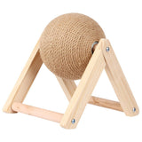 Bunny Scratch Ball - Toxic-Free Natural Sisal Scratching Ball with Enhanced Stable Wood Base | Pet Scratcher Toy for Rabbits, Cats, Chinchillas, 7''x7''x6.2''