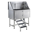 Albott 50-Inch Stainless Steel Dog Washing Station with Anti-Slip Steps, Sprayer, Faucet, and Soap Box – Professional Pet Bathtub for Medium/Small Pets, Ideal for Home, Garage, and Grooming(Left)
