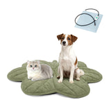 Vagascape Dog Bed, Waterproof Pet Bed with Washable Removable Cover, Comfort Cat Dog Pad for All Seasons, Heating Green Clover Shape Cat Mat with Nonskid Bottom(35"x27")