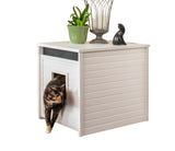 New Age Pet ECOFLEX Freedom Litter Loo Moisture‑Resistant Enclosure & End‑Table, Non‑Toxic, Pull Out Drawer, Indoor Cat Furniture, Antique White