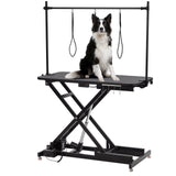 GarveeLife 47” Electric Lift Dog Grooming Table (White), Heavy Duty Electric Grooming Arm Table for Pets & Large Dogs Adjustable Height: 9.4"-39.4" Non-slip Desktop with Gantry Crane Set