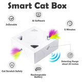 Interactive Cat Toys -Migibox for Indoor Bored Cats, Automatic Pop Out Feathers from 7 Holes Randomly, Motion Activated, USB Rechargeable (Purple Skin)