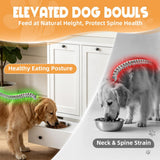 Dog Feeding Station Cabinet with Storage, Metal Pet Feeding Station with Storage, Tilt-Out Dog Food Storage Cabinet with 2 Stainless Steel Bowls, Hidden Feeding Station for Dogs & Cats, White