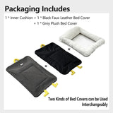 Marchul Dog Bed, Pet Bed Mat with Removable Faux Leather & Plush Covers