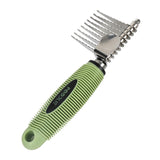 Poodle Dematting Fur Rake Comb Brush for Dogs and Cats - Long 2.5" Steel Safety Blades Metal Comb for Detangling Matted or Knotted Undercoat Hair (Green)