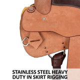 Schneiders Work and Trail II Western Saddle | Lightweight Fiberglass Tree | Roughout Design | Padded Seat | Heavy-Duty Hardware | Color Light Oil | Size 17