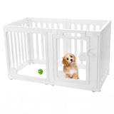 BUMUBI Clear Acrylic Dog Fence Pet Playpen Puppy Cat Small Play Pen Indoor Outdoor Whelping Box for Dogs with Gate (4 Plastic Panels+2 Transparent Panels)
