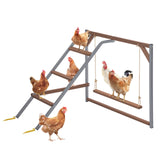 PETSFIT Chicken Perch, Solid Wood & Rustproof Iron Roosting Bar with Swing