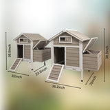 PetsCosset 32" Chicken Coop Wooden Hen House for 1-3 Chickens,Outdoor Poultry Cage with Pull Out Tray,Garden Backyard Chicken Coops Cages with Nesting Box，Chicken Houses Hen Cage with Ramp Run,Grey