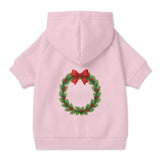 Pet Hoodie with Christmas Wreath and Red Bow