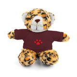 Plush Bear with Paw-Print Tee — Cute Gift for Kids & Pet Lovers