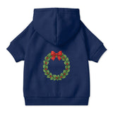 Pet Hoodie with Christmas Wreath and Red Bow