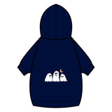 Halloween Ghost Pet Hoodie with Collar Hole — Cute Ghost Trio & Moon