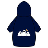 Halloween Ghost Pet Hoodie with Collar Hole — Cute Ghost Trio & Moon