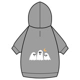 Halloween Ghost Pet Hoodie with Collar Hole — Cute Ghost Trio & Moon