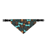 Blue & Orange Bone Pet Bandana Collar — Cute Colorful Dog Neck Scarf