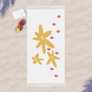 paw print beach towel for dog lovers front side