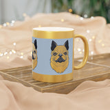 Metallic Pug Mug — Silver/Gold Ceramic Coffee Cup with Cute Pug Portrait