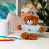 Plush Bear with Paw-Print Tee — Cute Gift for Kids & Pet Lovers