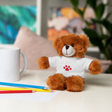 Plush Bear with Paw-Print Tee — Cute Gift for Kids & Pet Lovers