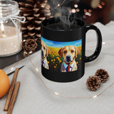 Labrador in Suit Coffee Mug — Cute Dog Portrait Black Ceramic Mug (11oz/15oz)