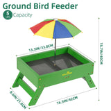 Ground Bird Feeder for Outdoors Bird&Squirrel Feeder Wooden Chicken Picnic Table Platform Feeder Wild Bird Feed Crow Feeder for Outside with 5 LBS Capacity