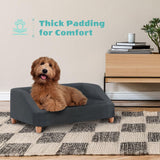 CRITTER SITTERS 36-in. Microfiber Rectangular Dog Sofa for Medium-Sized Dogs, Modern and Stylish Elevated Dog Sofa Bed for Home or Apartment, Dark Grey