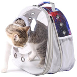 Pet Carrier Backpack for Large Cats and Small Dogs up to 20 Pounds, Space Capsule Astronaut Clear Bubble Backpack for Travel Hiking Camping Cat Carry Transport Book Bag (Galaxy Blue, Front Extension)