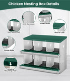 Garvee Chicken Nesting Box, 6 Compartment Metal Nesting Box,Wall Mount Chicken Nesting Boxes for Laying Eggs,Easy Egg Collection,6 Room Nest Boxes for Chickens