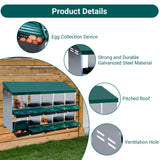 Garvee Chicken Nesting Boxes, 10 Hole Metal Chicken Laying Box with Removable Trays and Roll Out Egg Collection for Chicken Coop, Green