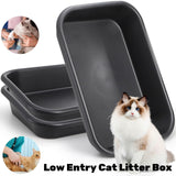 Tlence 3 Pack Low Entry Cat Litter Box, 23" Open Top Pet Litter Pan for Kitten, Extra Large Senior Cat Travel Toilet, Shallow Potty Tray Boxes for Indoor Outdoor Frail Handicap Disabled Elderly Cats