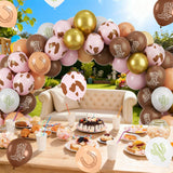 Horse Balloons, 60pcs 12 Inch Pink Brown Cowgirl Party Balloons with Horse Print Balloon, Birthday Balloon for Kids Girls Boys Cowgirl Cowboy Party Decorations Animal Pet Birthday Supplies