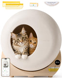 Furrytail Automatic Litter Box Self Cleaning with Night Light, Cream
