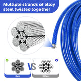 Relux Dog Tie Out Cable and Stake,16 Inch Heavy Duty Dog Anchor Spiral Stake for Small to Medium Dogs (Blue-16FT 2Pack)