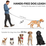 Léwind 8.2ft Hands Free Dog Leash,Versatile Waist & Crossbody Lead for Medium Dogs,Waterproof & Adjustable for Running Jogging Walking, 360° Swivel Metal Buckle (Black)