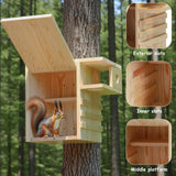 INRLKIT Extra Large Squirrel Boxes for Outside with Exterior Porch, Large Squirrel House for Outside, Wooden Squirrel Nesting Box for Chipmunks and Small Animals, Easy Assemble