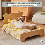 HaoCpetslian Wooden Elevated Cat Bed for Indoor Cats Easy to Assemble with Removable Mattress Pet Bed for Small Animals Small Dog Rabbits Guinea Pigs Hamsters Chinchillas etc