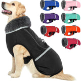 QBLEEV Warm Dog Coat Reflective Dog Jacket, Waterproof Dog Winter Coat Turtleneck Dog Clothes for Cold Weather, Thick Fleece Dog Snowsuit Christmas Dog Vest Pet Apparel for Small Medium Large Dogs S