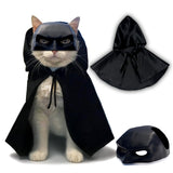 Black Bat Cat Costume with Cloak, Funny Bat Mask and Cat Cloak , Cat Outfit and Hoodie for Cosplay, Halloween, Cat Clothes and Accessories for Indoor Cats, Bat Cat Mask and Apparel, Superhero Easter Pet Costume (Big - Middle)