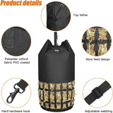 MIYABALA Hay Bags for Horses, Cylindrical Slow Feed Hay Bag with Rounded Diamond Nets Design for Goats,Horse,Donkey,Large Easy-Fill Top with Drawstring and Adjustable Strap