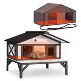 GUTINNEEN Heated Cat House for Outside Large Outdoor Cat House Insulated Weatherproof Feral Cat Shelter with Heating Pad, Insulated Thermal Liner, Chewproof Cable for 1-4 Cats, Winter-Ready (Black)