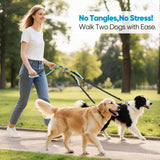 XiaZ Double Dog Leash for Two Dogs, No Tangle with 360° Swivel & 4 Comfortable Handles, Heavy Duty Dual Dog Leash with Highly Reflective Rope, Adjustable Split Leash for Small Medium Dogs, 3/8”Blue
