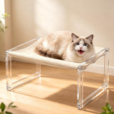 UGLKTL Acrylic Cat Hammock Bed, Elevated Cat Bed with Breathable Woven Mat, Sturdy Clear Cat Perch for Indoor Cats, Kittens, Small Dogs, Space-Saving Cat Furniture for Home Decor